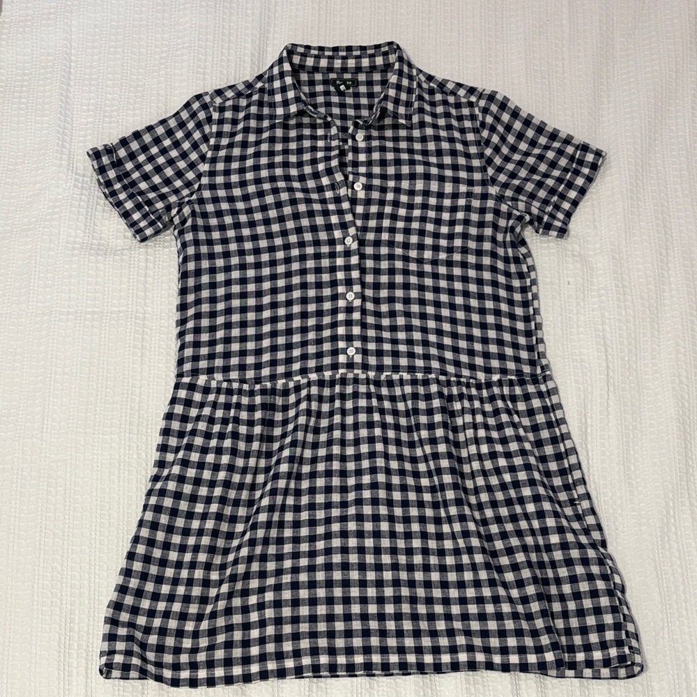 Roots Navy/White Checkered Gingham Dress